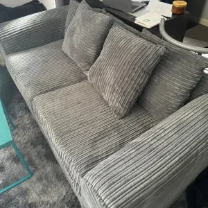 3 Seat Grey Corduroy Sofa - Image 4