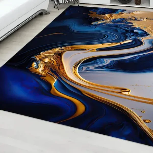 Blue Marble Rug and Runner