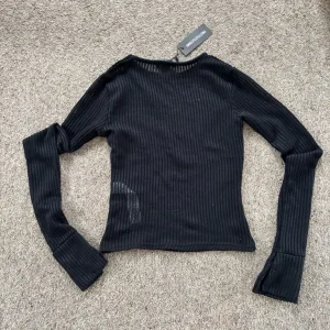 Women’s Black Ribbed Long Sleeved Top - Image 2