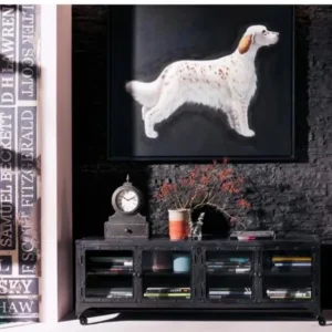 Industrial Style Metal & Glass TV Unit – 160cm Wide - Image 3