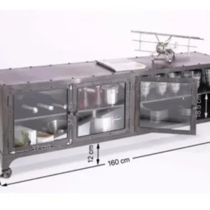Industrial Style Metal & Glass TV Unit – 160cm Wide - Image 4