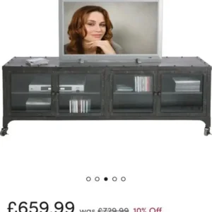 Industrial Style Metal & Glass TV Unit – 160cm Wide - Image 5