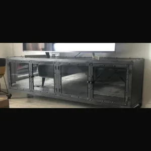 Industrial Style Metal & Glass TV Unit – 160cm Wide