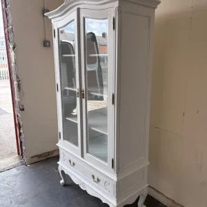 White French solid wood carved display unit with drawer - Image 3