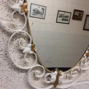 Vintage oval mirrors, one with white metal frame - Image 3
