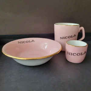 Vintage 1960's Pink Ceramic Bowl, Mug and Egg Cup