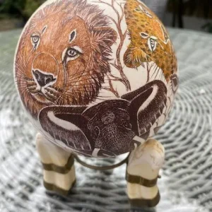 African Decorated Ostrich Egg Ornament - Image 2