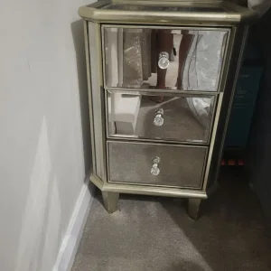 mirror bedside tables x2