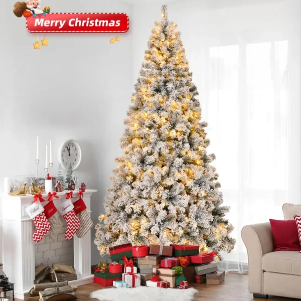 Christmas tree bushy snow flock 8ft with 200 LED lights