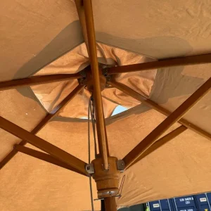 Wooden garden parasol with table - Image 3