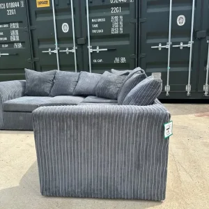 Grey Fabric Corded Corner Sofa - Image 4