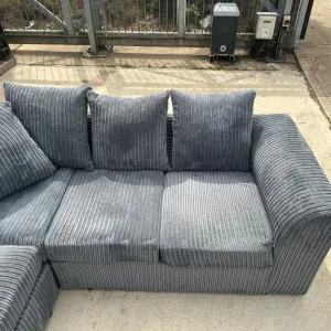 Grey Fabric Corded Corner Sofa - Image 7