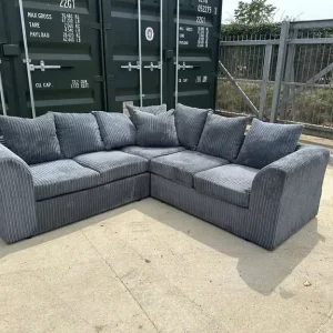Grey Fabric Corded Corner Sofa