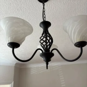 Black wrought iron ceiling chandelier - Image 2