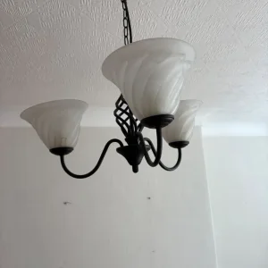 Black wrought iron ceiling chandelier - Image 3