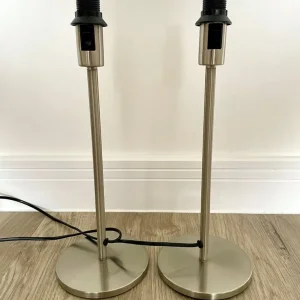 2x Small Chrome Table Bedside Lamps (White/Cream Shades Included) - Image 2