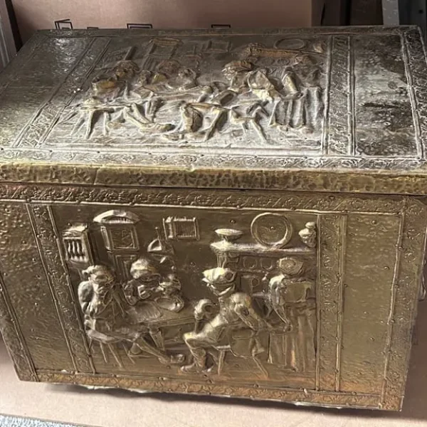 Vintage Large Brass Fire Coal Box