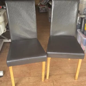 Dunelm Brown Faux Leather Dining Chairs x 2