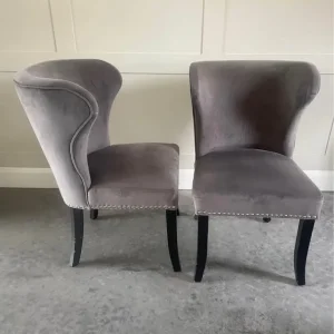 2 wing back velvet dining chairs - Image 2