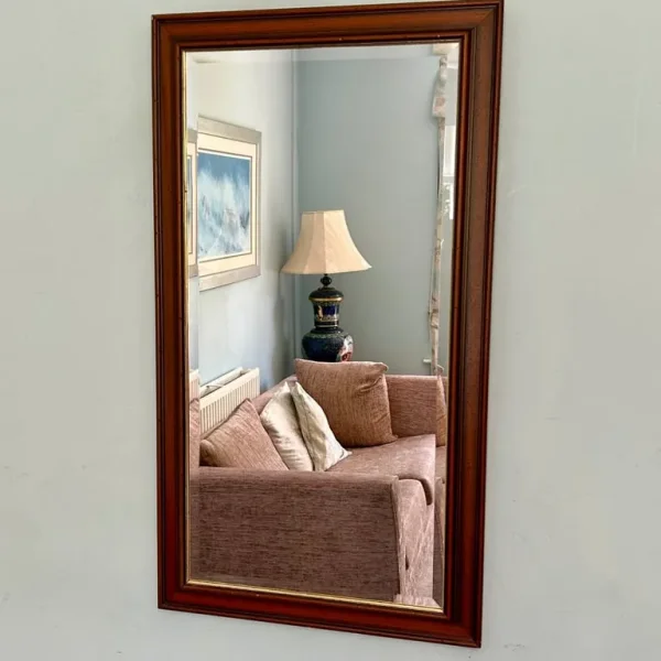 Bevelled Frame Dark Pine Mirror with Gilt Edge