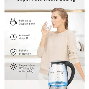1.8 litre glass electric kettle with LED light - Image 2