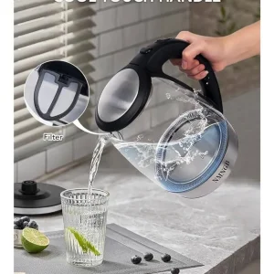 1.8 litre glass electric kettle with LED light - Image 4