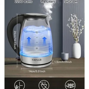 1.8 litre glass electric kettle with LED light - Image 5