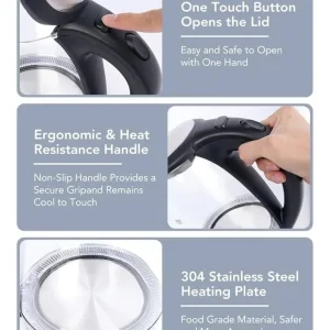 1.8 litre glass electric kettle with LED light - Image 6