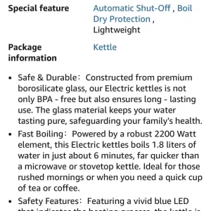 1.8 litre glass electric kettle with LED light - Image 7