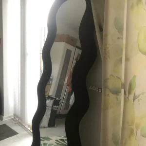 Modern curvy black velvet mirror - Image 3
