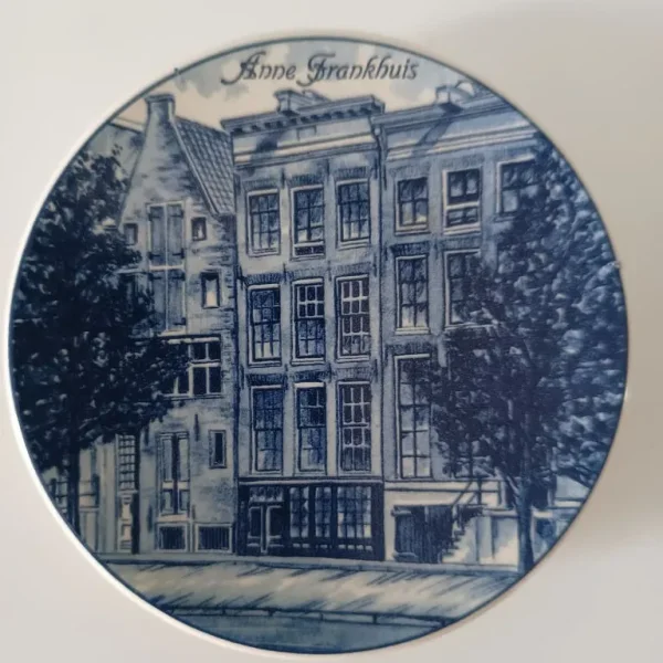 Amsterdam Anne Frank House small Delft Blue Plate ready to hang