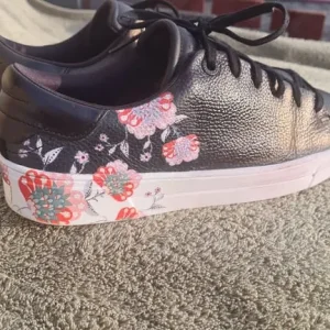 Ted Baker Aariah Women’s Black Leather Floral Low Top Lace Up Trainers uk5 - Image 5