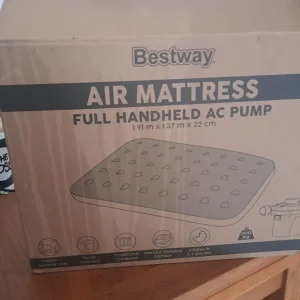 Double air bed and air pump with adapters