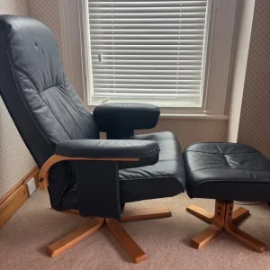 Swivel recliner with foot stool