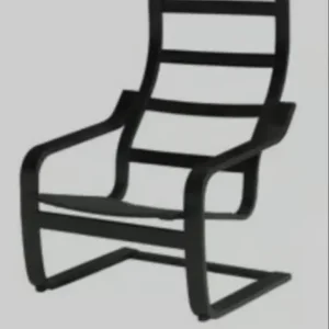 Ikea POÄNG Chair Black-brown frame with blue and grey cushion - Image 3