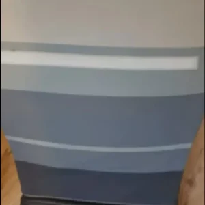 Ikea POÄNG Chair Black-brown frame with blue and grey cushion - Image 4