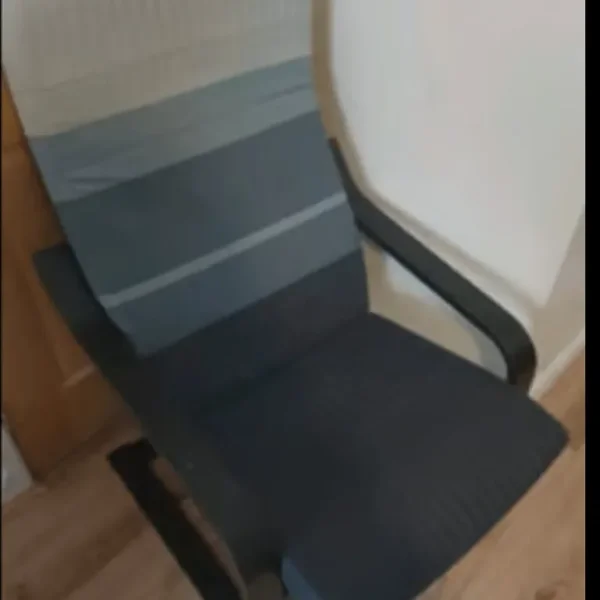 Ikea POÄNG Chair Black-brown frame with blue and grey cushion