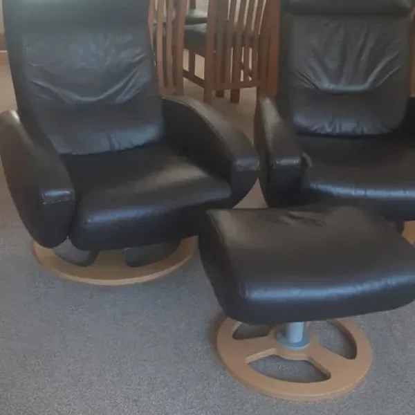 Brown leather reclining chairs