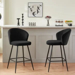 Dellaposta 67cm Velvet Bar Stools Set of 2
