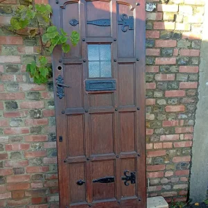 SOLID OAK FRONT DOOR WITH ARTS IRON DETAILS - Image 4