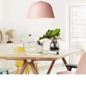 Rose pink TAF studio light pendant for breakfast bar or cafe - Image 3