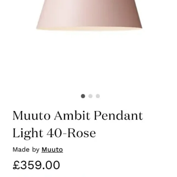 Rose pink TAF studio light pendant for breakfast bar or cafe