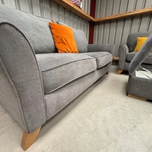 Jasmine oak sofa and armchair with storage foot stool - Image 5