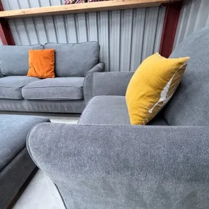 Jasmine oak sofa and armchair with storage foot stool - Image 6