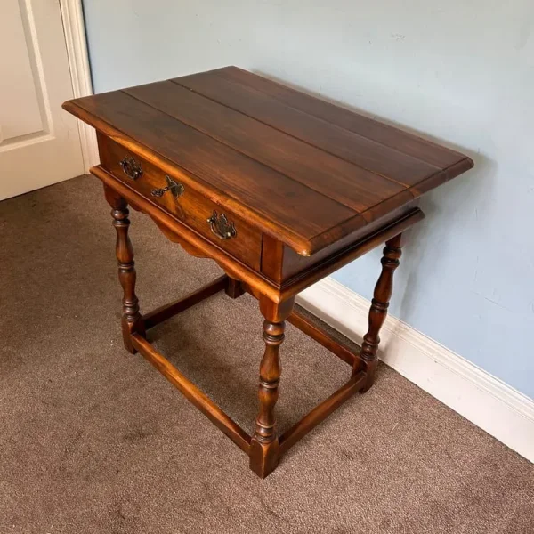 Solid Hardwood Theodore Alexander Side Table with Lockable Drawer