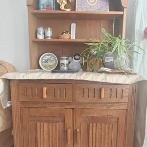 Vintage Wooden Showcase with Cabinet Storage - Image 2