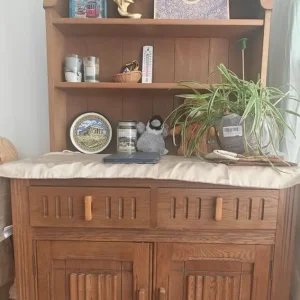 Vintage Wooden Showcase with Cabinet Storage