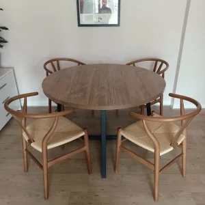 Dining table and wishbone chairs - Image 7