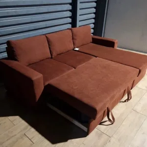 Fabric Corner Sofa Bed - Rust - Image 2