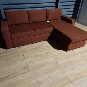Fabric Corner Sofa Bed - Rust - Image 3